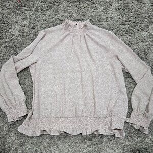 3/$15 Adrianna Papell High Neck Feminine Pink Black Dot Print Blouse